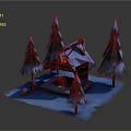 Commercial Outdoor Lighting Equipment For Snow Covered Wooden Cabins