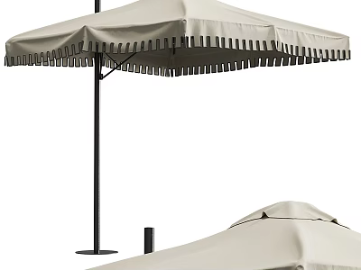 Beige Outdoor Canopy With Black Pole And Tassel Edge Shade Design 3d model