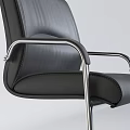 Modern Black Leather Office Chair With Metal Frame And Comfortable Seat