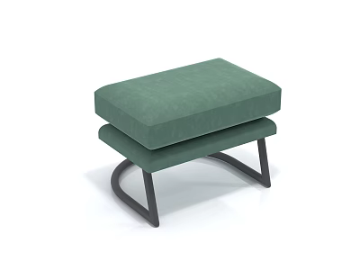 Modern Green Upholstered Stool With Two Tier Design And Black Metal Frame 3d model