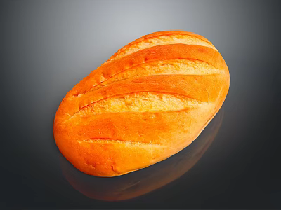 Freshly Baked Golden Oval Bread Loaf With Scored Surface And Crispy Crust 3d model