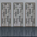 Three Modern Flush Doors With Geometric Patterns And Metallic Finish Design 3d model