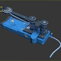 Blue Industrial Mechanical Device With Pedal Lever Knobs And White Connecting Cable 3d model