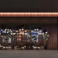 Modern Luxury Restaurant Design With Wooden Bar Counter Comfortable Seats And Fresh Indoor Green Plants