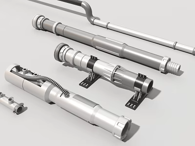 Industrial Equipment Metal Tubular Components And Mechanical Pipes With Mounting Brackets 3d model