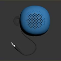 Blue Dome Shaped Computer Speaker With Perforated Design And Audio Cable