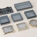 Geometric Shaped Architectural Skylight Components With Glass Panels And Frames 3d model