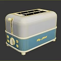 Vintage Style White And Blue Kitchen Toaster With Smooth Surface And Control Knobs 3d model