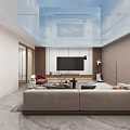 Modern Living Room Interior Design With Glass Ceiling Grey Sofa TV And Wooden Elements