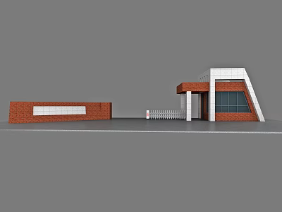 Factory entrance, school entrance, company entrance, folding door, electric door, communication room, campus entrance 3d model