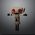Cute Paper Cup Cartoon Character With Red Big Eyes Black Arms Legs And Beige Body