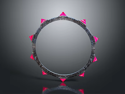Decorative Circular Ring With Pink Spikes And Textured Metallic Surface Design 3d model