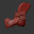 Vibrant 3D Fantasy Dragon Head With Blue Pink Skin Yellow Eyes And Sharp Teeth