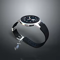 Modern Sleek Watch With Black Dial White Numbers Hands Silver Bezel And Comfortable Black Strap 3d model