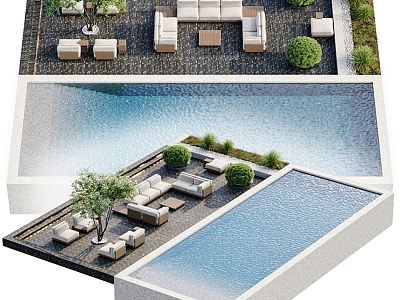 Roof Garden Modern Garden 3d model