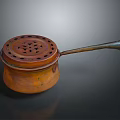 Vintage Copper Electric Cooking Pot with Perforated Lid and Long Handle
