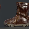 Brown Leather Lace Up Work Boots With Thick Sole And Warm Durable Design 3d model