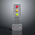Industrial Control Panel With Red Yellow Green Buttons Warning Triangle Base And Wires