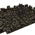 Modern Commercial Street in City with Illuminated Tall Buildings and Night Lights