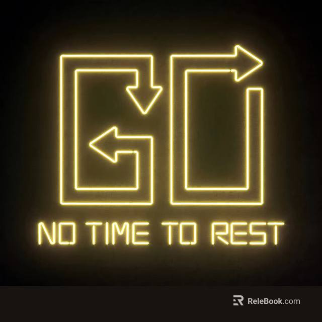 Neon Decorative Light Featuring GO Lettering And NO TIME TO REST Text 3d model 