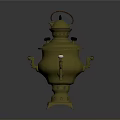 Elegant Traditional Brass Samovar With Ornate Handles As Vintage Household Tea Serving Item
