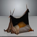 Decorative Tent Shaped Furniture With Orange And White Fabric Pointed Tops For Kids Room