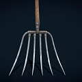 Agricultural Equipment Farm Fork With Wooden Handle And Five Metal Tines