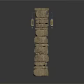 Natural Stone Pillar Featuring Stacked Rough Stones And Textured Surface