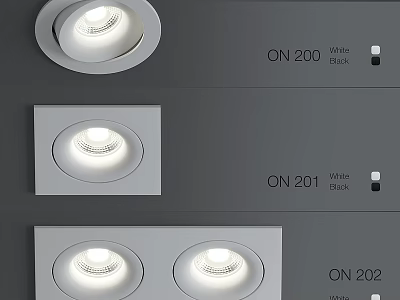 Downlights And Spotlights Featuring ON 200 ON 201 ON 202 Models White Black Color Options 3d model
