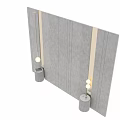 Gray Vertical Striped Sofa Backdrop Wall with Round Pendant Lights on Both Sides 3d model