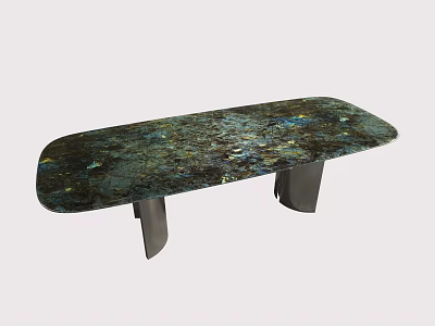 Modern Minimalist Dining Table With Unique Patterned Surface And Metal Legs Design 3d model