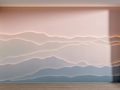 Bedroom Accent Wall With Gradient Colors And Mountain Patterns 3d model