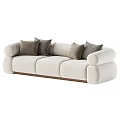 Cozy Multi Seat Sectional Sofa With Plaid Throw Pillows In Light And Brown Tones