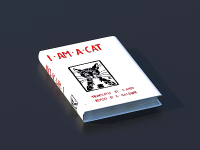 I AM A CAT Classic Novel With Black White Cat Illustration Translated Edition Cover 3d model