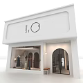 Modern Minimalist Clothing Store Exterior Design With Arched Doors And Window Mannequin