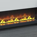 Modern Linear Fireplace With Black Grille And Realistic Flame Effect In Living Space