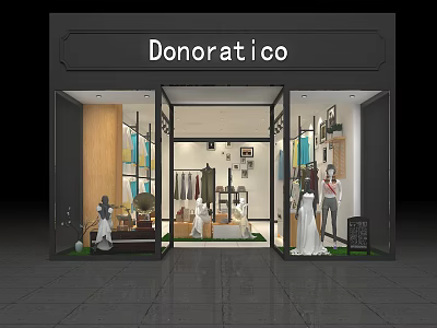 Donoratico Clothing Store with Window Display and Mannequins in Modern Interior 3d model