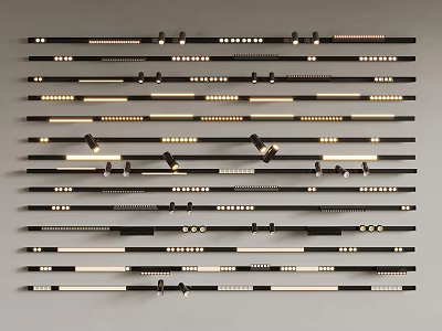 Modern Decorative Wall Art With Black Stripes And Illuminated Elements 3d model