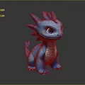 Cute Blue Dragon Character With Spiked Head Purple Belly Finned Tail And Large Round Eyes