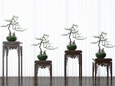 Chinese potted plant potted combination model