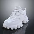 White Lace Up Chunky Platform Sneakers With Modern Design For Casual Athleisure