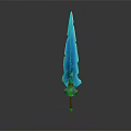 Frosty Blue Glowing Icy Crystal Sword Weapon With Decorative Hilt And Sharp Blade