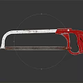 Hardware Tools Hacksaw With Red Handle Silver Blade And Reflection Effect 3d model