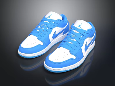 Blue And White Casual Sports Shoes With Comfortable Design For Daily Use 3d model