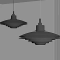 Modern Layered Metal Pendant Lights with Black and Silver Finish in Minimalist Interior