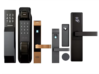 Modern Smart Door Locks With Digital Keypad And Fingerprint Scanner 3d model
