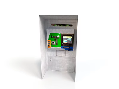 Self Service Kiosk With Silver Enclosure Touchscreen Display And Payment Interface 3d model