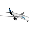White And Blue Passenger Plane With CyberSky Branding And Tail Design