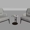 Modern Upholstered Chair And Round Table Set With Light Gray Fabric And Dark Legs
