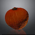 Round Red Textured Pumpkin On Shiny Dark Background With Smooth Surface